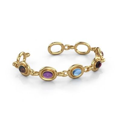 Link bracelet Maxima 5 585 gold smokey quartz 8x6 mm