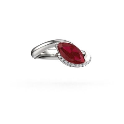 Engagement ring Aida MRQ side 950 platinum ruby 11x5.5 mm