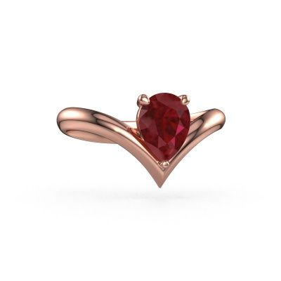 Engagement ring Maddy PER 585 rose gold ruby 8x6 mm