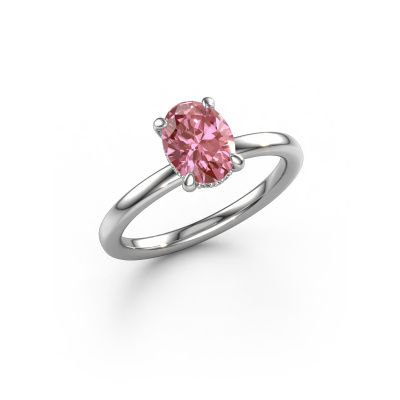 Engagement ring Simone OVL 2 950 platinum pink lab grown diamond 8x6 mm