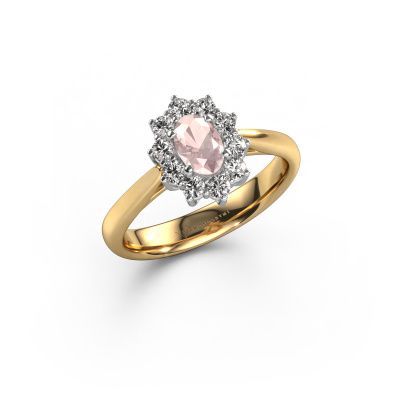 Engagement ring Leesa 1 585 gold morganite champagne 6x4 mm