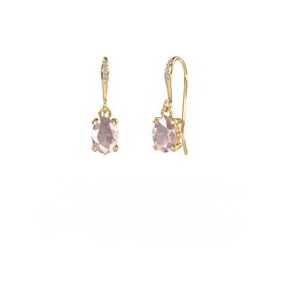 Drop earrings Laurie OVL 2 585 gold morganite champagne 7x5 mm