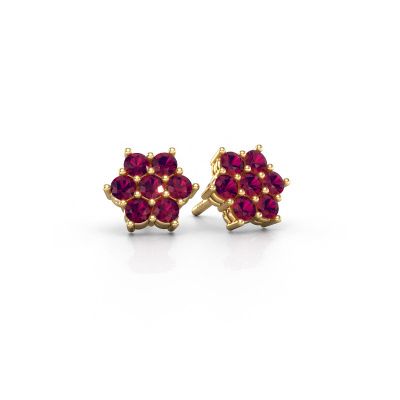 Stud earrings Bonita 585 gold rhodolite 2.4 mm