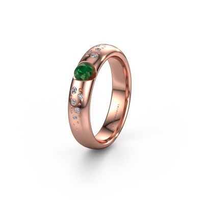 Wedding ring WH2104L34A 585 rose gold emerald ±4,5x1.7 mm