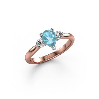 Engagement ring Lieselot PER 585 rose gold blue topaz 7x5 mm