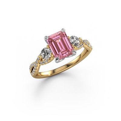 Engagement ring Marilou EME 585 gold pink lab grown diamond 8x6 mm