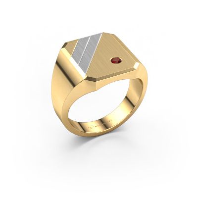 Signet ring Patrick 4 585 gold garnet 2.5 mm