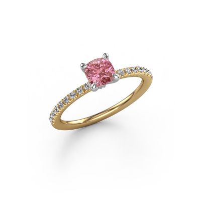 Engagement ring Crystal CUS 2 585 gold pink lab grown diamond 5 mm