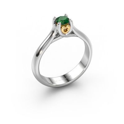 Engagement ring Nisa 585 white gold emerald 4.2 mm