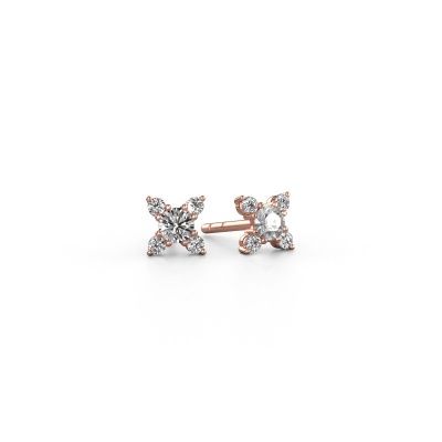 Boucles d'oreilles Nina 585 or rose diamant synthétique 0.40 crt