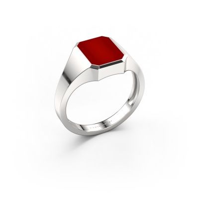 Pinky ring Lars 1 light 585 white gold carnelian 10x8 mm