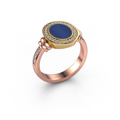 Chevalière Servie 1 585 or rose lapis lazuli 10x8 mm