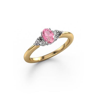 Bague de fiançailles Chanou OVL 585 or jaune saphir rose 7x5 mm