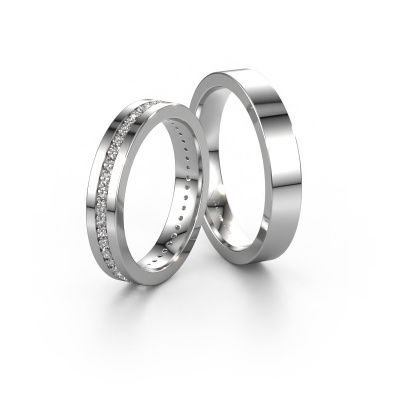 Eheringe set WH0103LM14BP ±4x2 mm 14 Karat Weißgold Diamant 0.01 crt