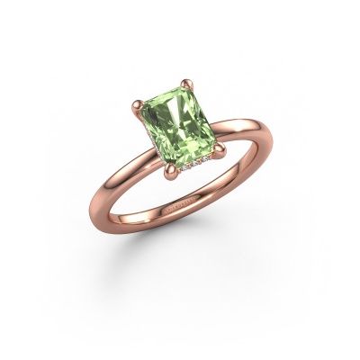 Engagement ring Simone RAD 2 585 rose gold green lab grown diamond 7.5x5.5 mm