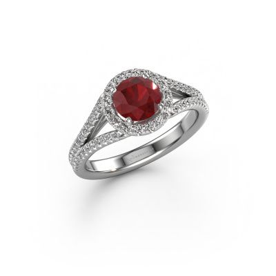Engagement ring Verla rnd 2 950 platinum ruby 6.5 mm
