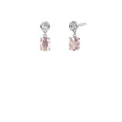Drop earrings Lacey OVL 950 platinum morganite champagne 7x5 mm