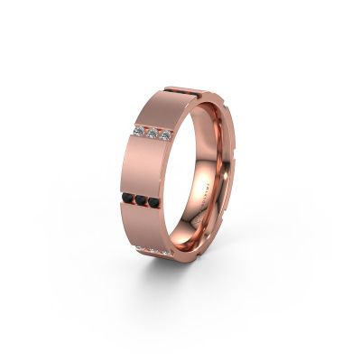 Trouwring WH0135L15BM 585 rosé goud zwarte diamant ±5x2 mm