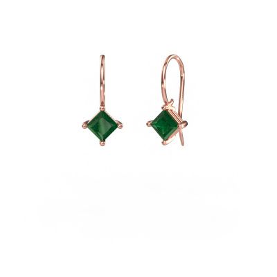 Drop earrings Cleo SQR 585 rose gold emerald 5.5 mm