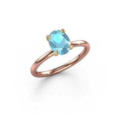 Verlobungsring Crystal OVL 1 585 Roségold Blau Topas 8x6 mm