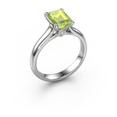 Engagement ring Valorie eme 1 585 white gold peridot 9x7 mm