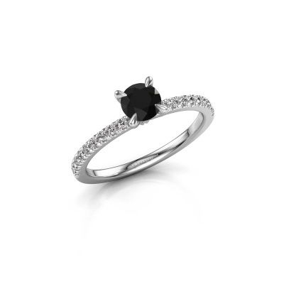 Verlovingsring Crystal rnd 2 950 platina zwarte diamant 0.78 crt