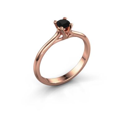 Verlovingsring Isa 1 585 rosé goud zwarte diamant 0.30 crt