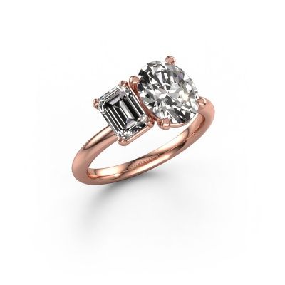 Engagement ring Toi et Moi OVL-EME 585 rose gold zirconia 9x7 mm