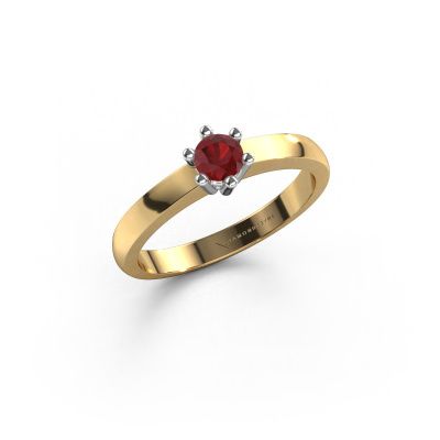 Bague de fiançailles Luna 1 585 or jaune rubis 3.7 mm