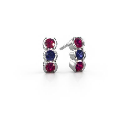 Boucles d'oreilles Lotte 585 or blanc rhodolite 3 mm