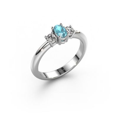 Engagement ring Karie 585 white gold blue topaz 5x3 mm