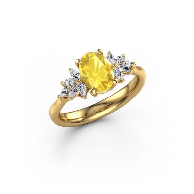Engagement ring Fiona OVL 585 gold yellow sapphire 8x6 mm