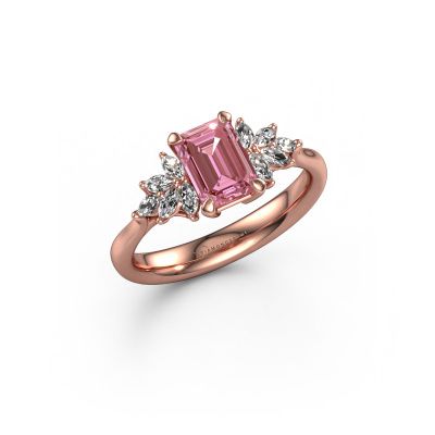 Engagement ring Fiona EME 585 rose gold pink lab grown diamond 7x5 mm