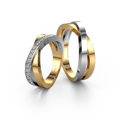 Trauringe set WHR0360LM ±6x2.8 mm 14 Karat Gold Diamant 0.015 crt