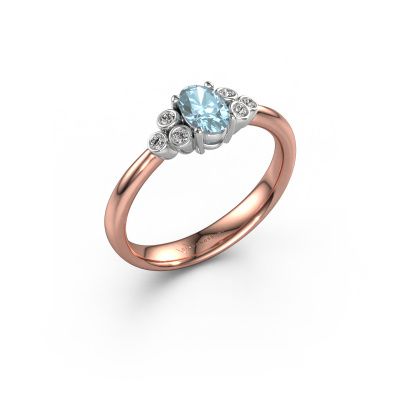 Bague de fiançailles Lucy 1 585 or rose diamant synthétique bleu 6x4 mm