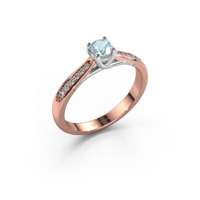 Engagement ring Mia 2 585 rose gold aquamarine 5 mm
