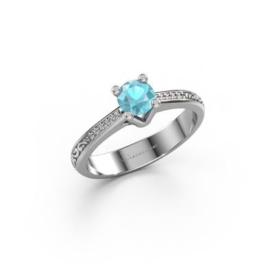 Bague de fiançailles Mei 950 platine topaze bleue 4.7 mm