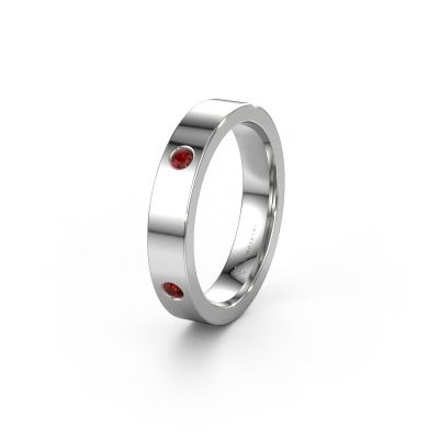 Wedding ring WH0104L14BP 585 white gold garnet 2.2 mm ±4x2 mm