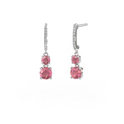 Drop earrings Tanja 2 950 platinum tourmaline pink 4.2 mm