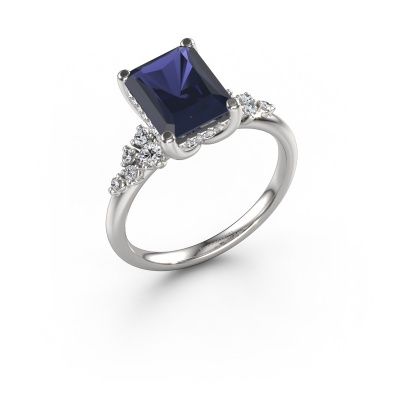 Engagement ring Emma RAD 585 white gold sapphire 9x7 mm
