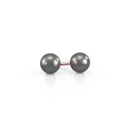 Stud earrings Blanche 585 rose gold grey pearl 6 mm