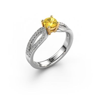Verlobungsring Antonia rnd 2 585 Weißgold Gelb Saphir 5 mm