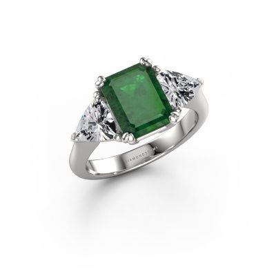 Verlovingsring Paula 950 platina smaragd 9x7 mm