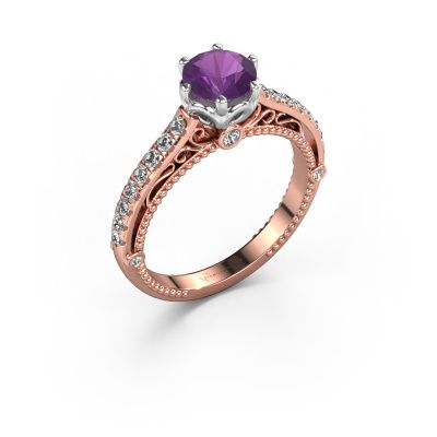 Engagement ring Venita 585 rose gold amethyst 6.5 mm