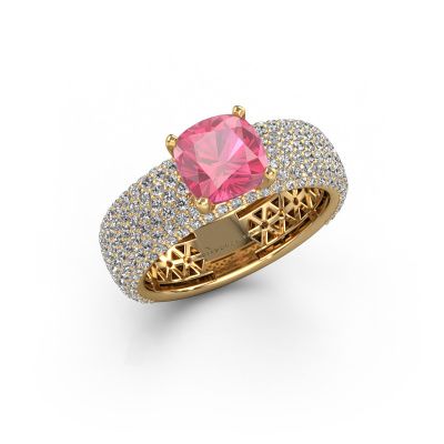 Verlovings ring Darcy 585 goud roze saffier 7 mm