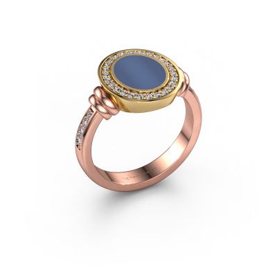 Signet ring Servie 1 585 rose gold blue sardonyx 10x8 mm
