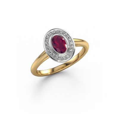 Engagement ring Noud 1 OVL 585 gold rhodolite 6x4 mm
