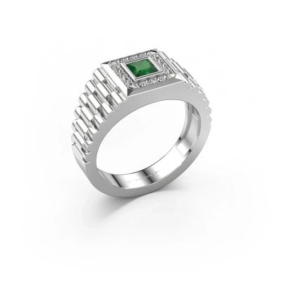Men's ring Zilan 950 platinum emerald 4 mm