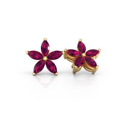 Clous d'oreilles Sylvana 585 or jaune rhodolite 5x2.5 mm
