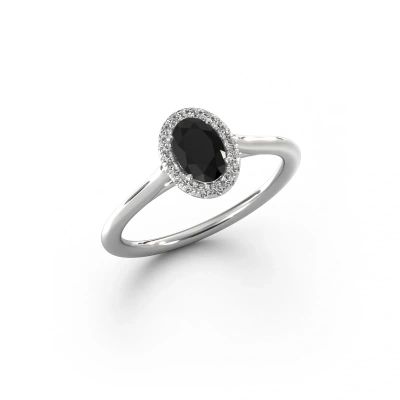 Bague de fiançailles Seline ovl 1 950 platine diamant noir 0.69 crt